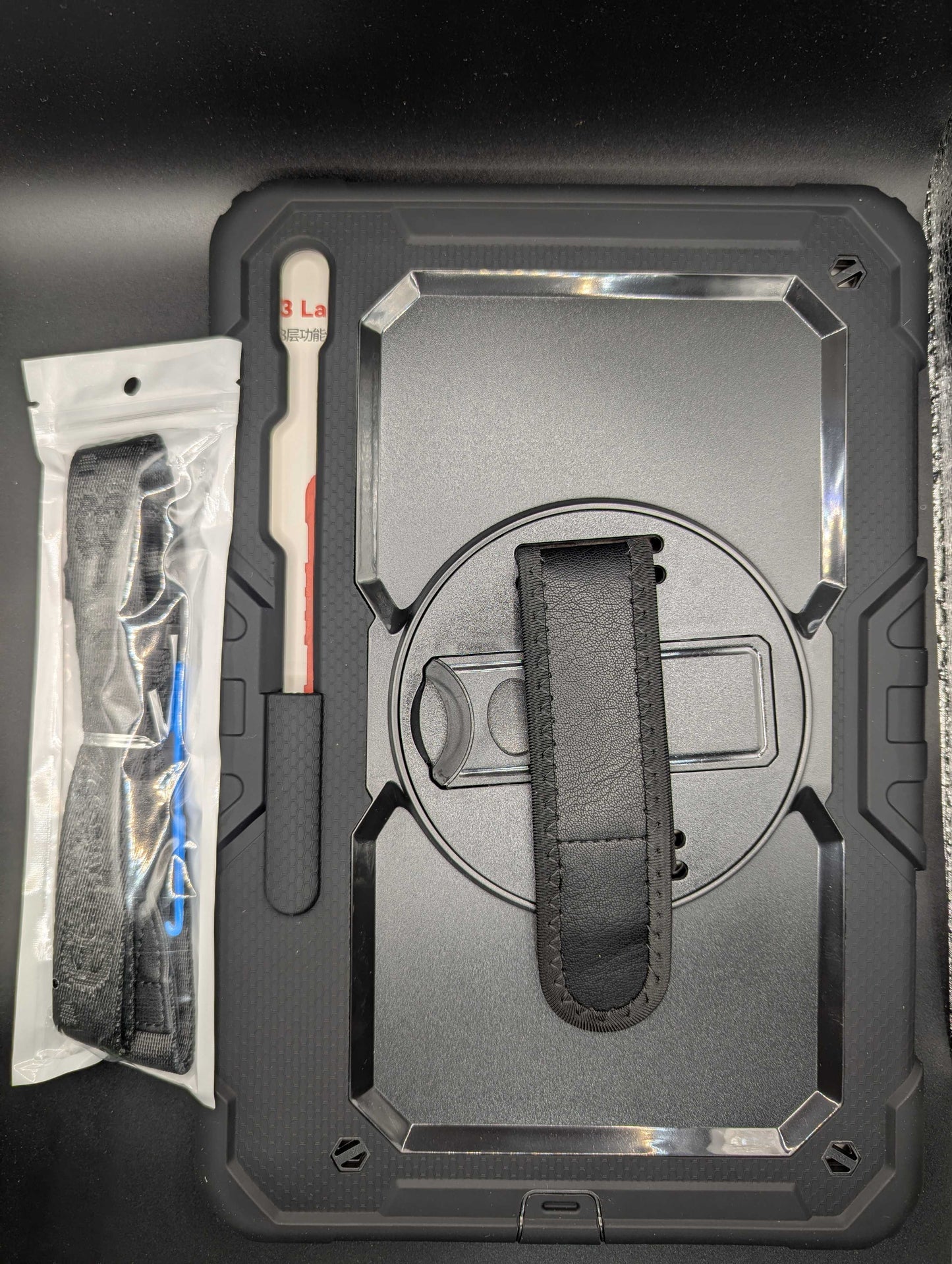 Rugged Case for Galaxy Tab S7 FE/S8+ 12.4" - Black - Stand, Strap, S Pen Holder