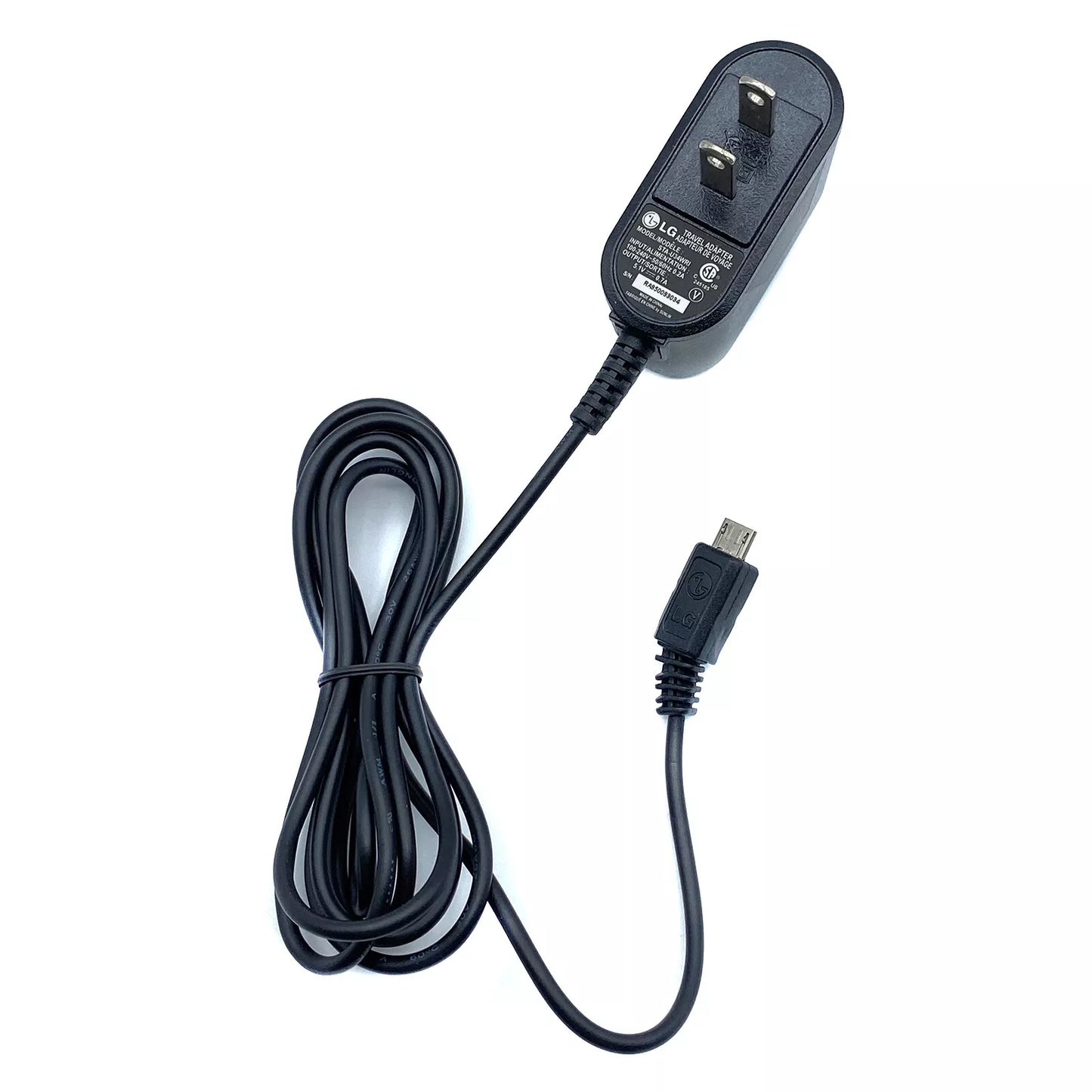 OEM LG STA-U34WVI 0.7A Wall Charger + Micro USB Cable - Black - Brand New