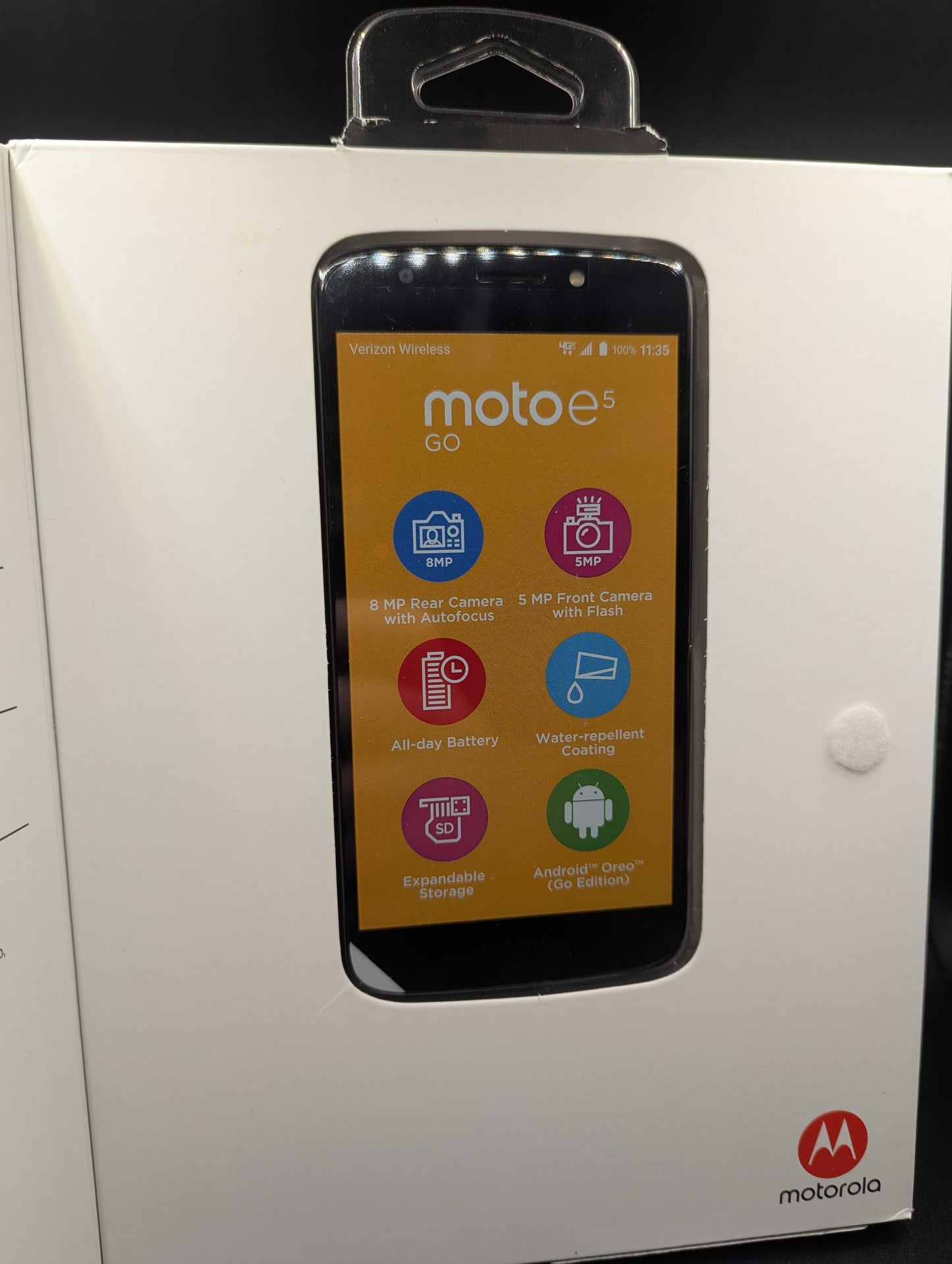 Motorola E5 Go XT1921 Verizon Locked 16GB Black - New Sealed