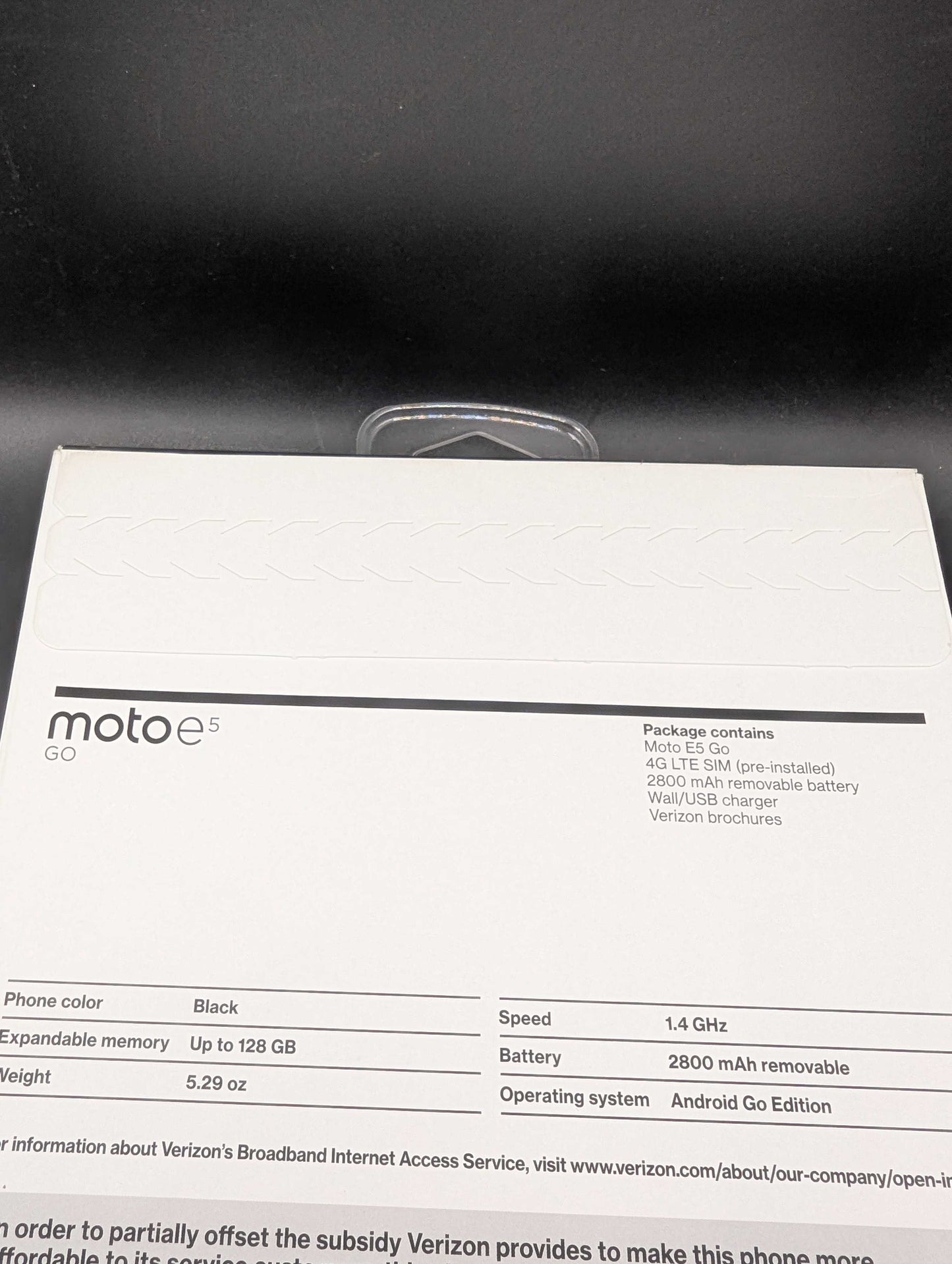Motorola E5 Go XT1921 Verizon Locked 16GB Black - New Sealed